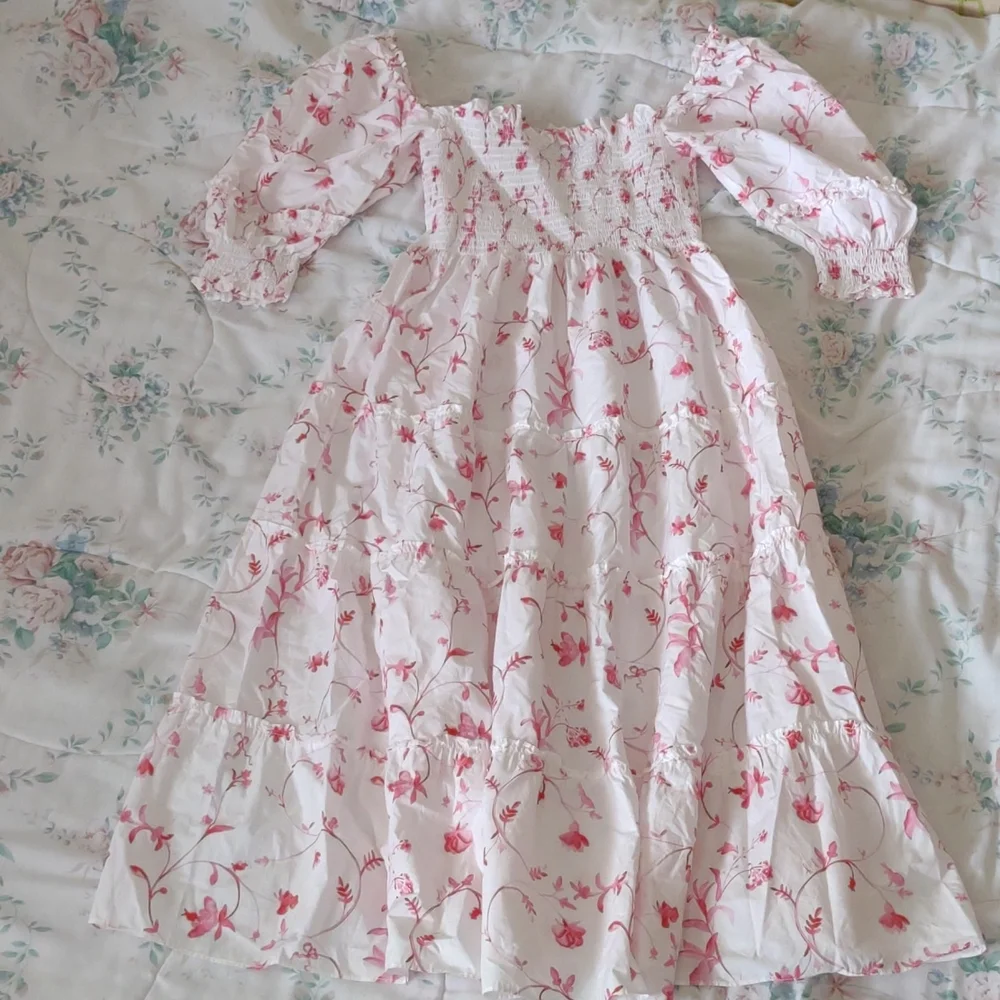 EUC Hill House Home Pink Botanical Nesli Dress - Picture 2 of 12